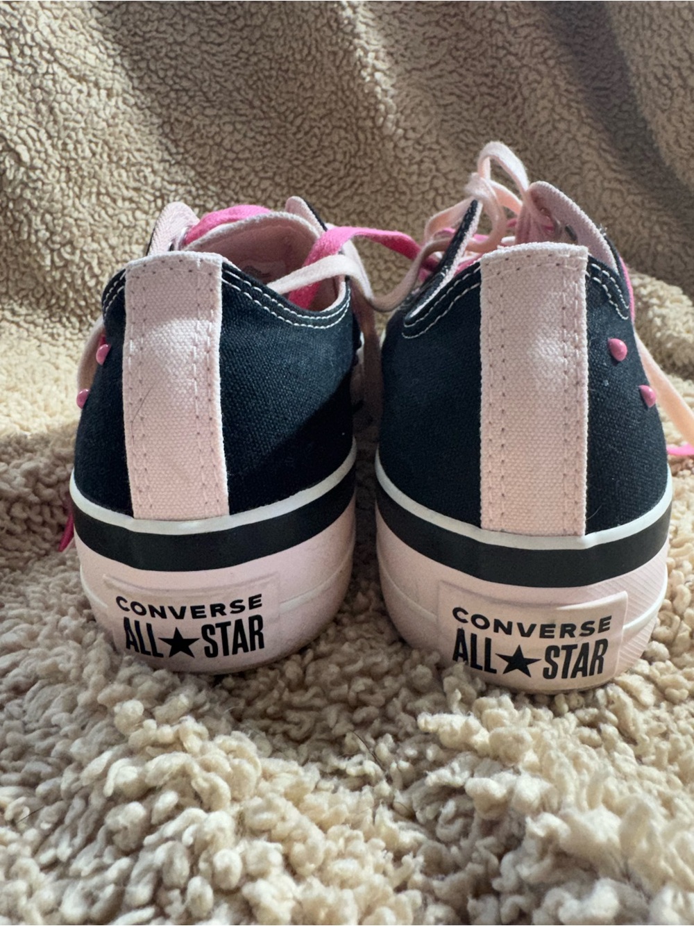 Converse All Star Platform Women's Pink & Black Low Top Sneakers - Picture 3 of 6